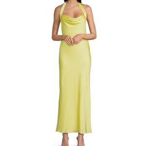 Elegant Yellow Halter Dress